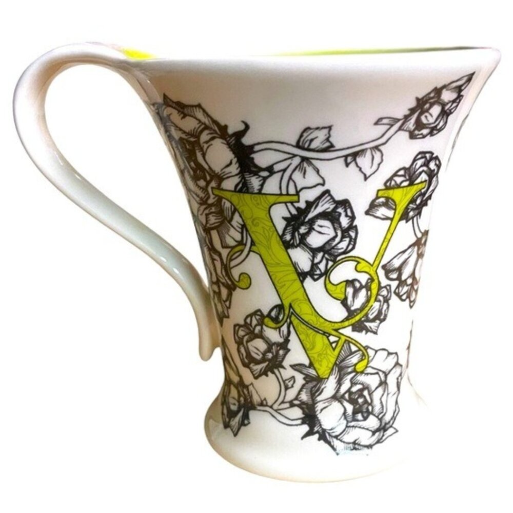 GREEN V Black Roses CYPRESS HOME monogram V  for your favorite Vessel coffee mug